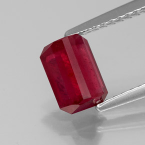 Rubí rojo natural de 1,56 ct, corte esmeralda, SI