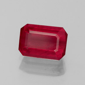 Rubí rojo natural de 1,20 ct, corte esmeralda, SI