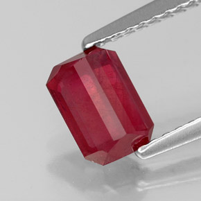 Rubí rojo natural de 1,20 ct, corte esmeralda, SI