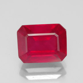 Rubí rojo natural de 3,22 ct, corte esmeralda, SI