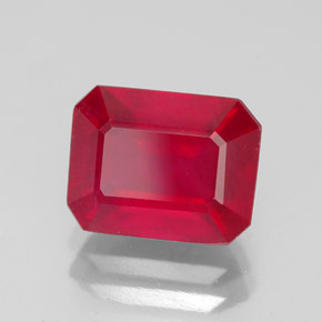 Rubí rojo natural de 3,22 ct, corte esmeralda, SI