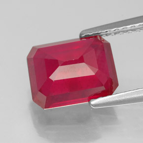 Rubí rojo natural de 3,22 ct, corte esmeralda, SI