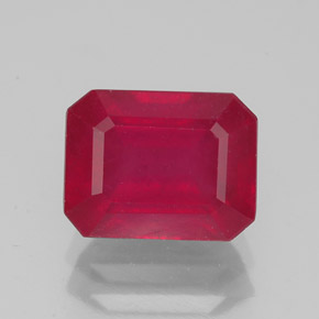 Rubí rojo natural de 3,58 ct, corte esmeralda, SI