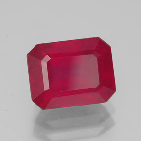 Rubí rojo natural de 3,58 ct, corte esmeralda, SI
