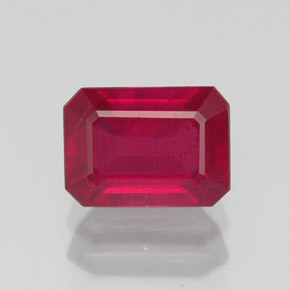 Rubí rojo natural de 1,76 ct, corte esmeralda, SI