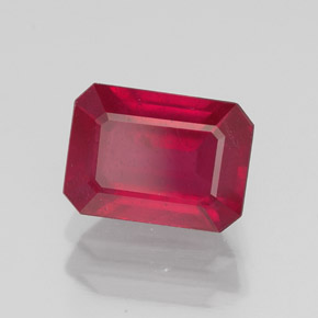 Rubí rojo natural de 1,76 ct, corte esmeralda, SI