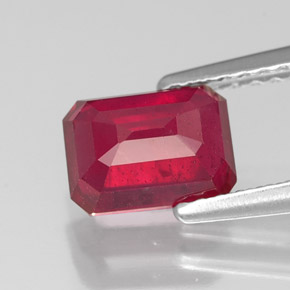Rubí rojo natural de 1,76 ct, corte esmeralda, SI