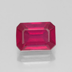 Rubí rojo natural de 1,34 ct, corte esmeralda, SI