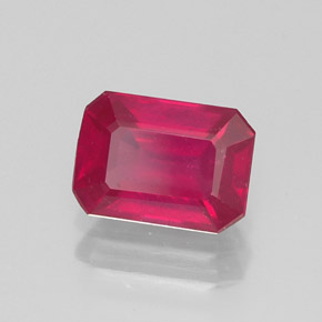 Rubí rojo natural de 1,34 ct, corte esmeralda, SI