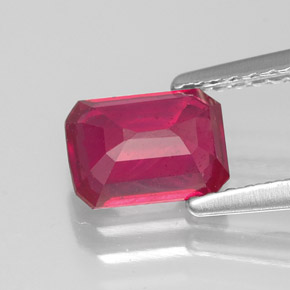 Rubí rojo natural de 1,34 ct, corte esmeralda, SI