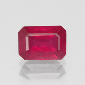 Rubí rojo natural de 1,40 ct, corte esmeralda, SI