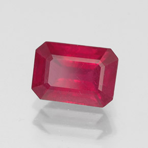 Rubí rojo natural de 1,40 ct, corte esmeralda, SI