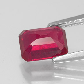 Rubí rojo natural de 1,62 ct, corte esmeralda, SI