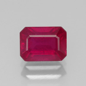 Rubí rojo natural de 1,41 ct, corte esmeralda, VS-SI