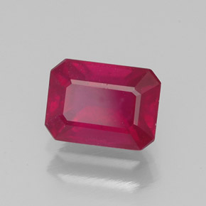Rubí rojo natural de 1,41 ct, corte esmeralda, VS-SI