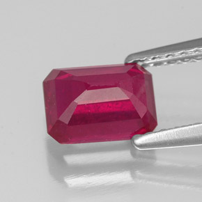 Rubí rojo natural de 1,41 ct, corte esmeralda, VS-SI