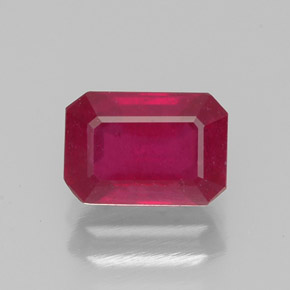 Rubí rojo natural de 1,43 ct, corte esmeralda, VS-SI