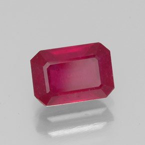 Rubí rojo natural de 1,43 ct, corte esmeralda, VS-SI
