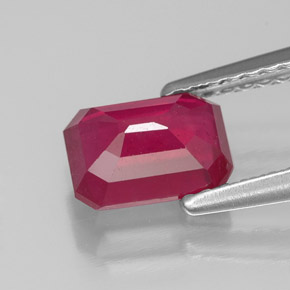 Rubí rojo natural de 1,43 ct, corte esmeralda, VS-SI