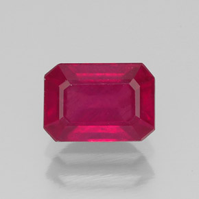 Rubí rojo natural de 1,39 ct, corte esmeralda, VS-SI