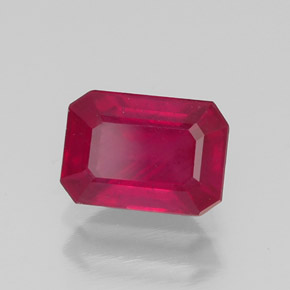 Rubí rojo natural de 1,39 ct, corte esmeralda, VS-SI