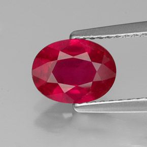 Rubí rojo natural de 1,41 ct, corte óvalo, VS-SI