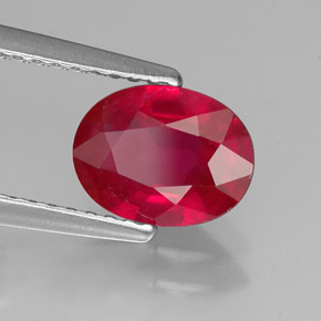 Rubí rojo natural de 1,41 ct, corte óvalo, VS-SI