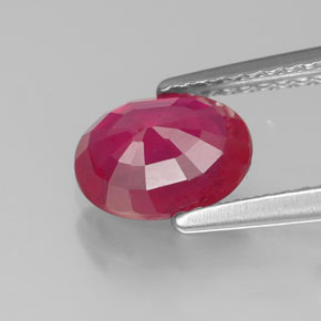Rubí rojo natural de 1,53 ct, corte óvalo, SI