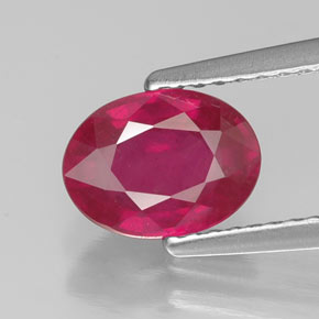 Rubí rojo natural de 1,61 ct, corte óvalo, VS-SI