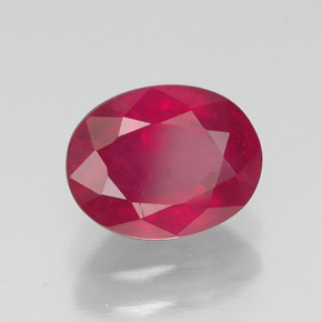 Rubí rojo natural de 1,77 ct, corte óvalo, SI