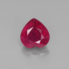 Rubí rojo natural de 1,19 ct, forma de corazón, SI