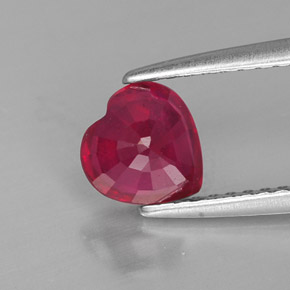 Rubí rojo natural de 1,19 ct, forma de corazón, SI