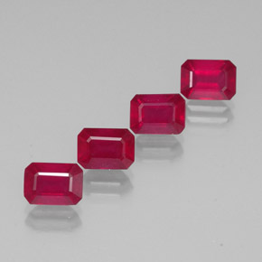 Gemas de rubí rojo natural de  ct, corte esmeralda, VS-SI