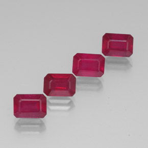 Gemas de rubí rojo natural de  ct, corte esmeralda, VS-SI