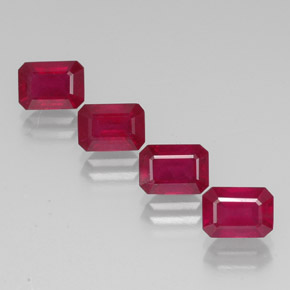 Gemas de rubí rojo natural de  ct, corte esmeralda, VS-SI