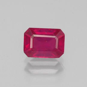 Rubí rojo natural de 1,40 ct, corte esmeralda, VS-SI