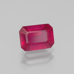 Rubí rojo natural de 1,40 ct, corte esmeralda, VS-SI