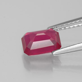 Rubí rojo natural de 1,40 ct, corte esmeralda, VS-SI