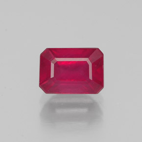 Rubí rojo natural de 1,41 ct, corte esmeralda, SI