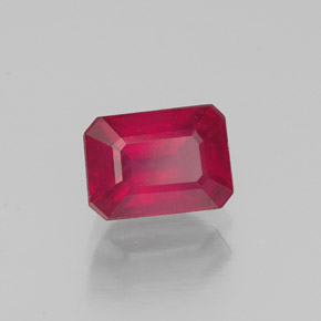 Rubí rojo natural de 1,41 ct, corte esmeralda, SI