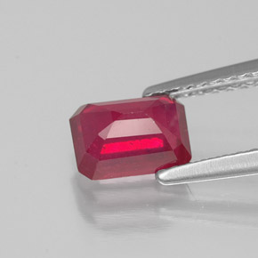 Rubí rojo natural de 1,41 ct, corte esmeralda, SI