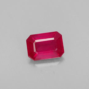 Rubí rojo natural de 1,36 ct, corte esmeralda, VS-SI