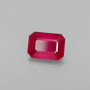Rubí rojo natural de 1,36 ct, corte esmeralda, VS-SI