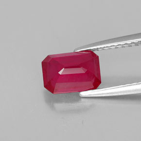 Rubí rojo natural de 1,36 ct, corte esmeralda, VS-SI