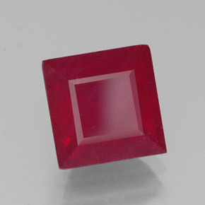 Rubí rojo natural de 3,44 ct, cuadrado, SI