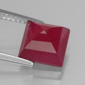 Rubí rojo natural de 3,44 ct, cuadrado, SI