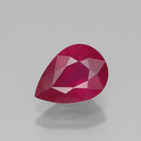 Rubí rojo natural de 1,34 ct, en forma de pera, VS-SI