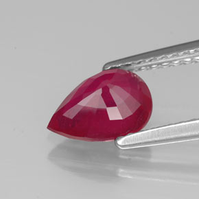 Rubí rojo natural de 1,34 ct, en forma de pera, VS-SI