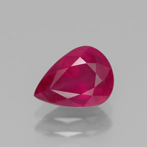Rubí rojo natural de 1,50 ct, en forma de pera, VS-SI
