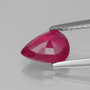 Rubí rojo natural de 1,50 ct, en forma de pera, VS-SI